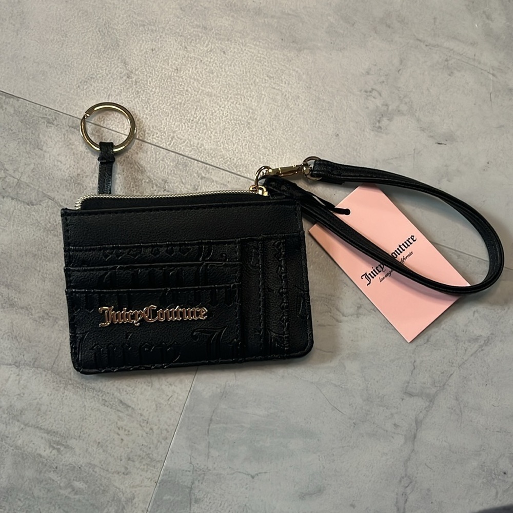 Juicy couture ID wallet & card holder / key chain black Vegan leather - Picture 9 of 10